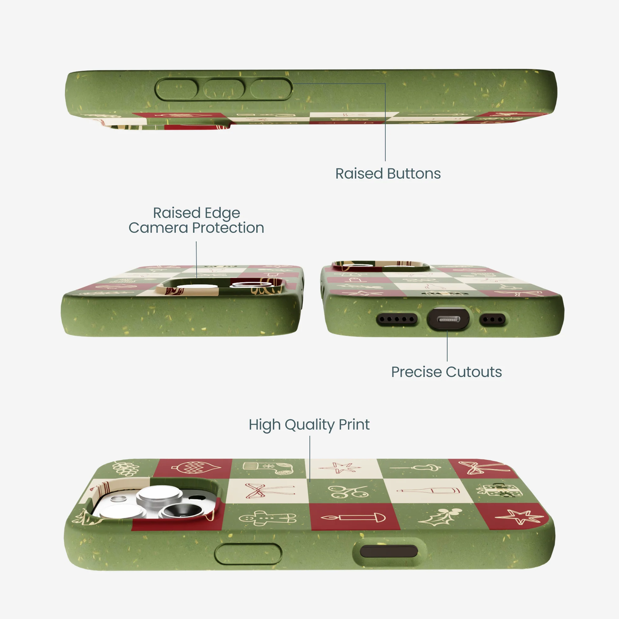 Forest Floor Holiday Squares iPhone 16 Pro Max Case - Image 3