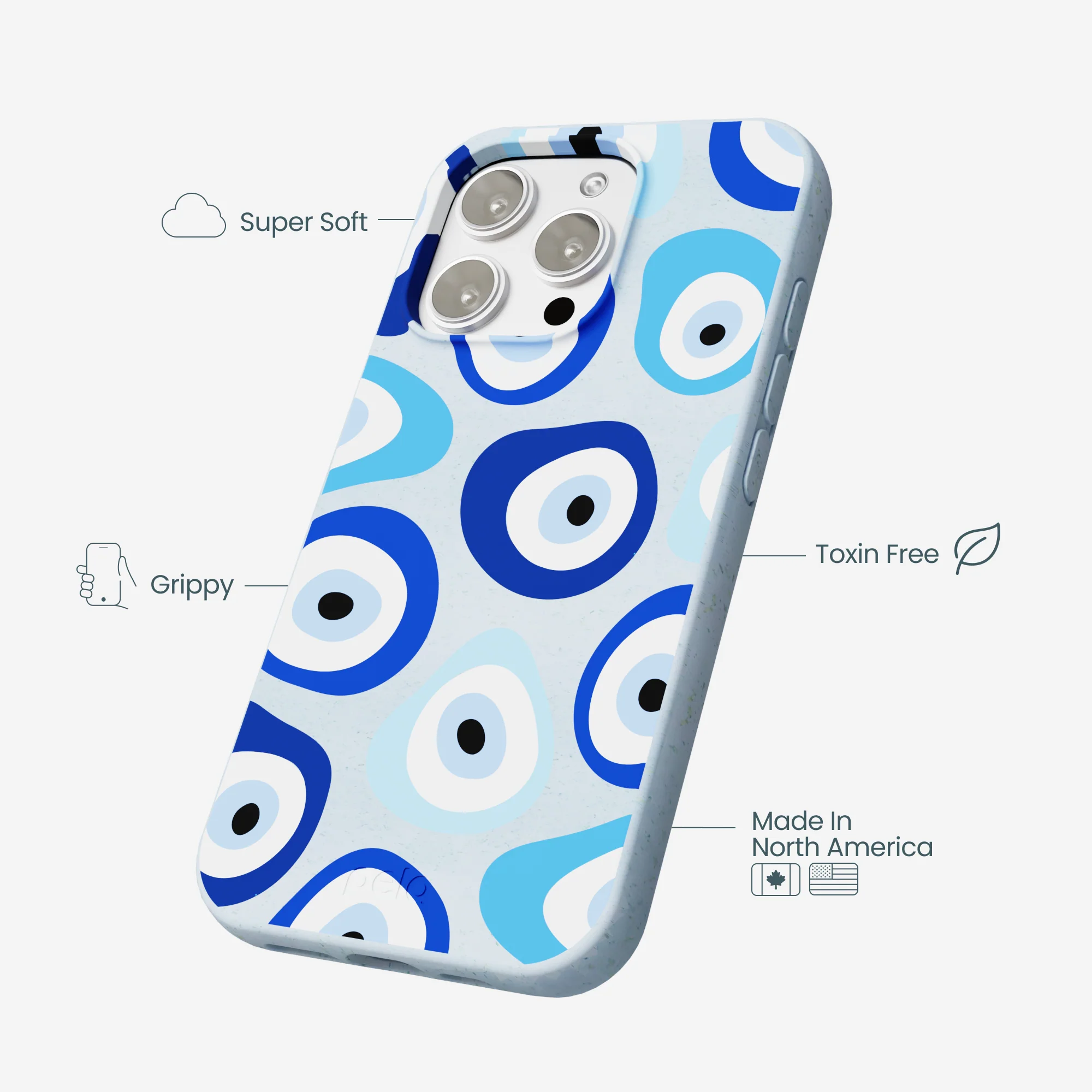 Powder Blue Evil Eye iPhone 16 Pro Max Case - Image 4
