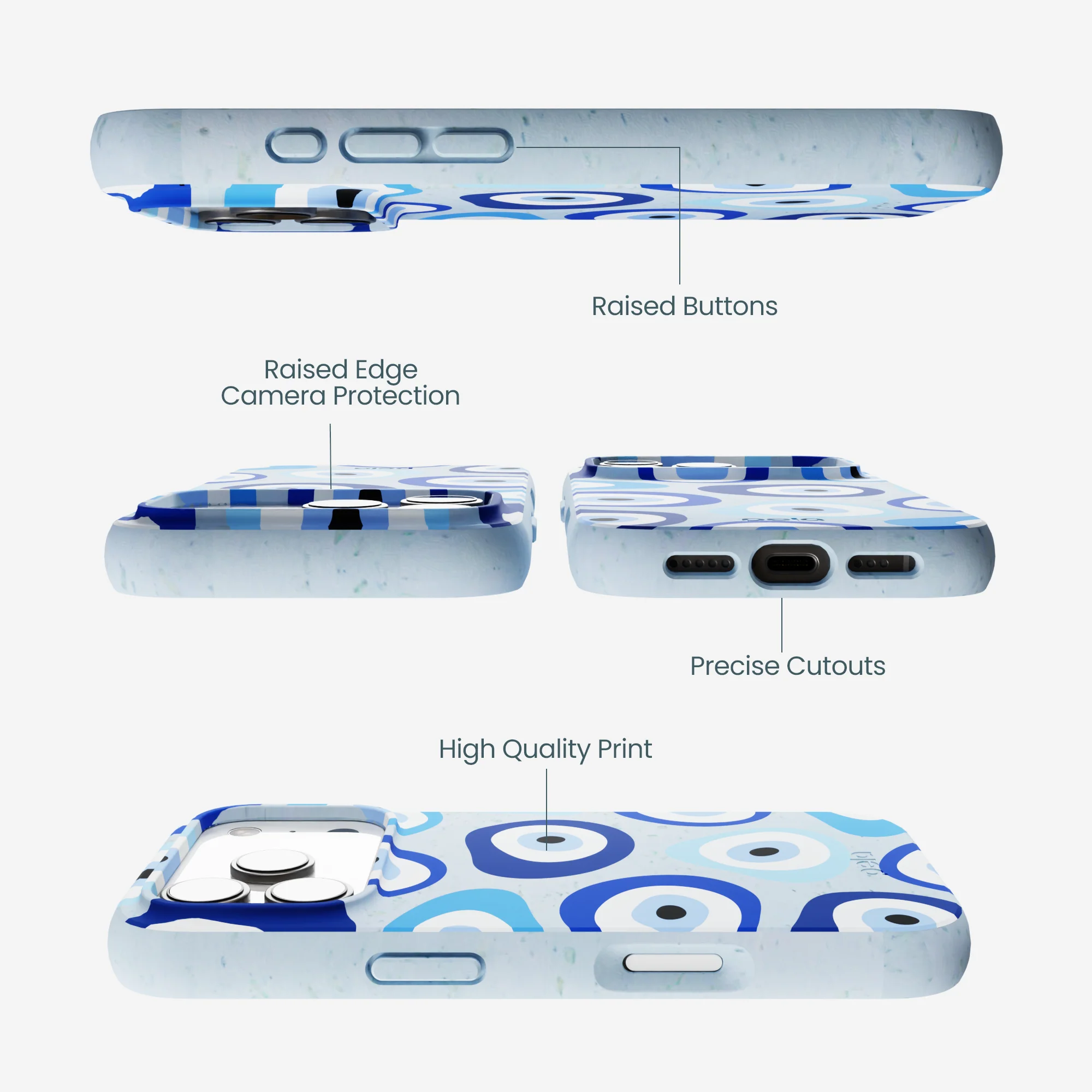 Powder Blue Evil Eye iPhone 17 Pro Case - Image 3