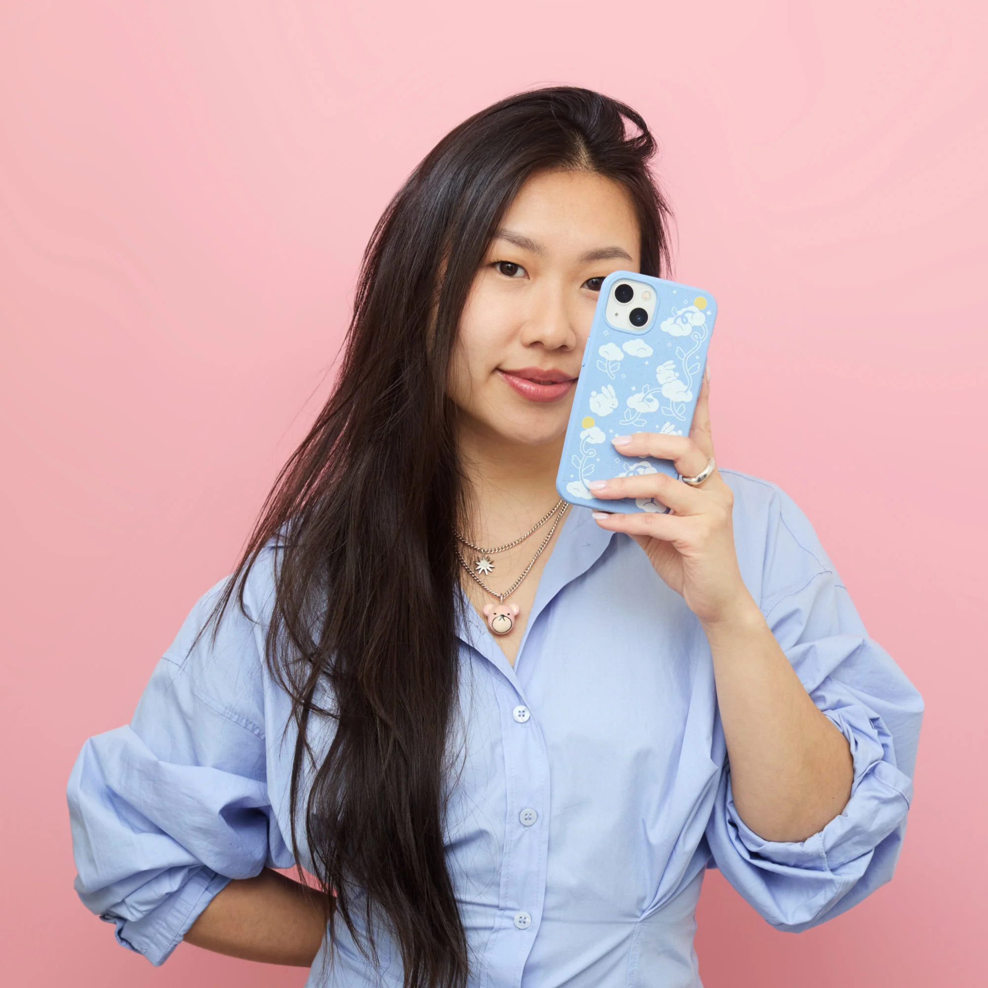 Powder Blue Fluffy Flower Google Pixel 9 Pro XL Case - Image 5