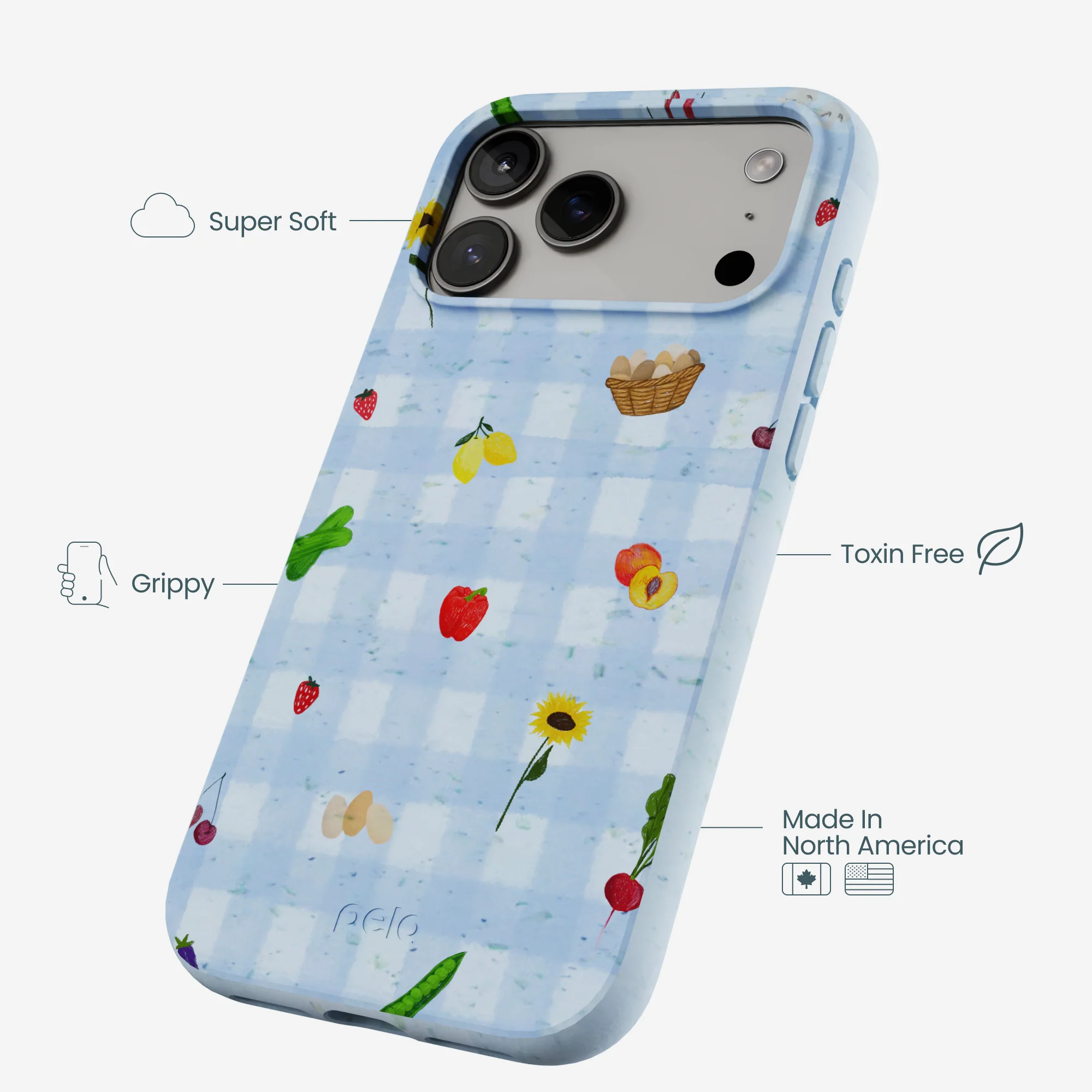 Powder Blue Gingham Farmhouse iPhone 17 Pro Max Case - Image 3