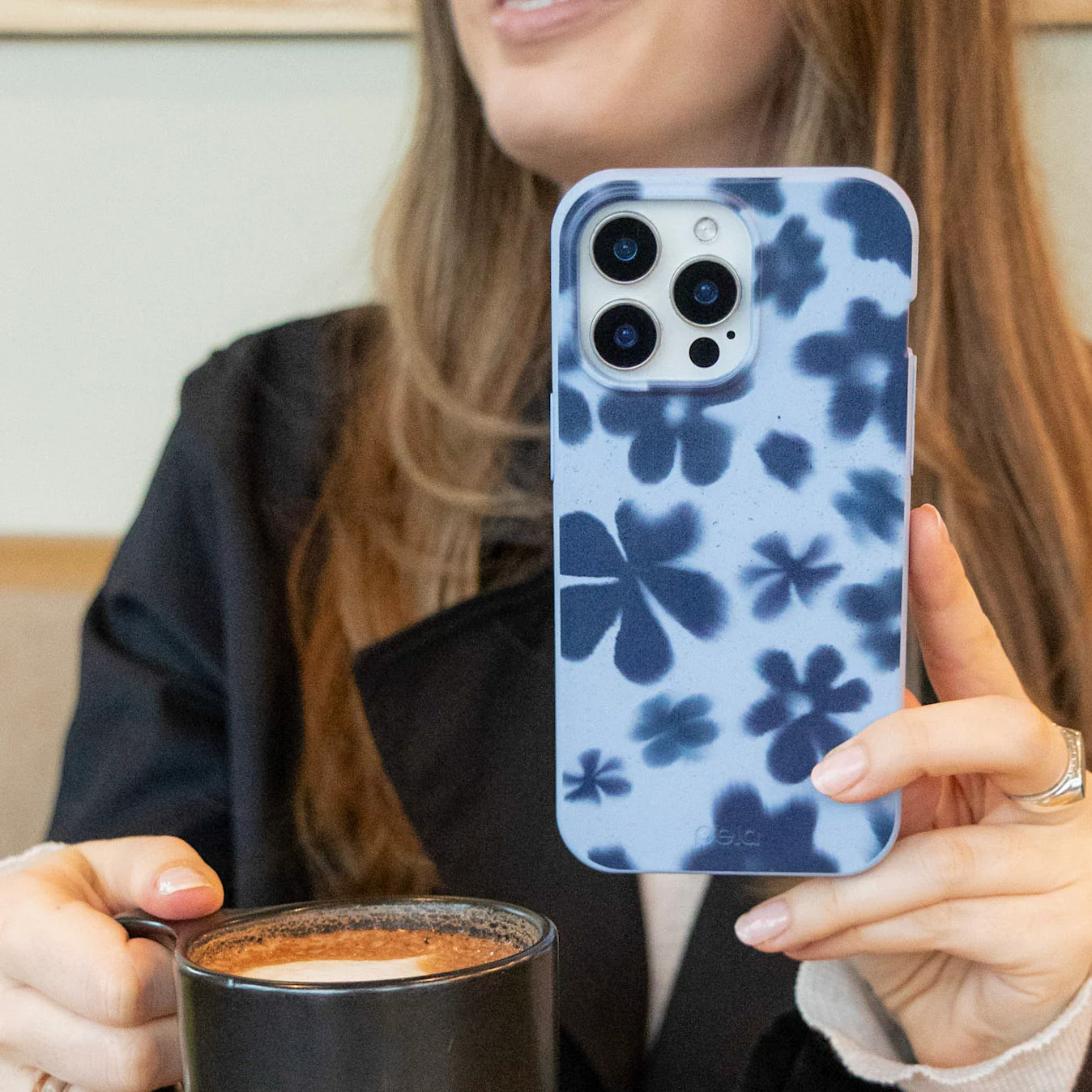 Powder Blue Hazy Daisies iPhone 12/ iPhone 12 Pro Case - Image 2