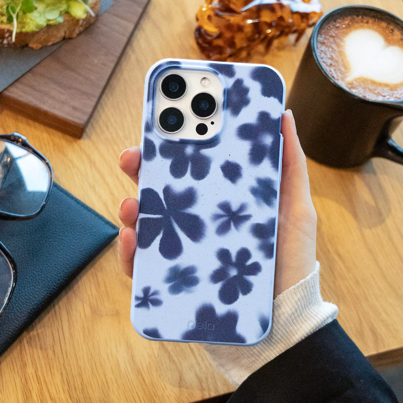 Powder Blue Hazy Daisies iPhone 13 Pro Max Case - Image 5