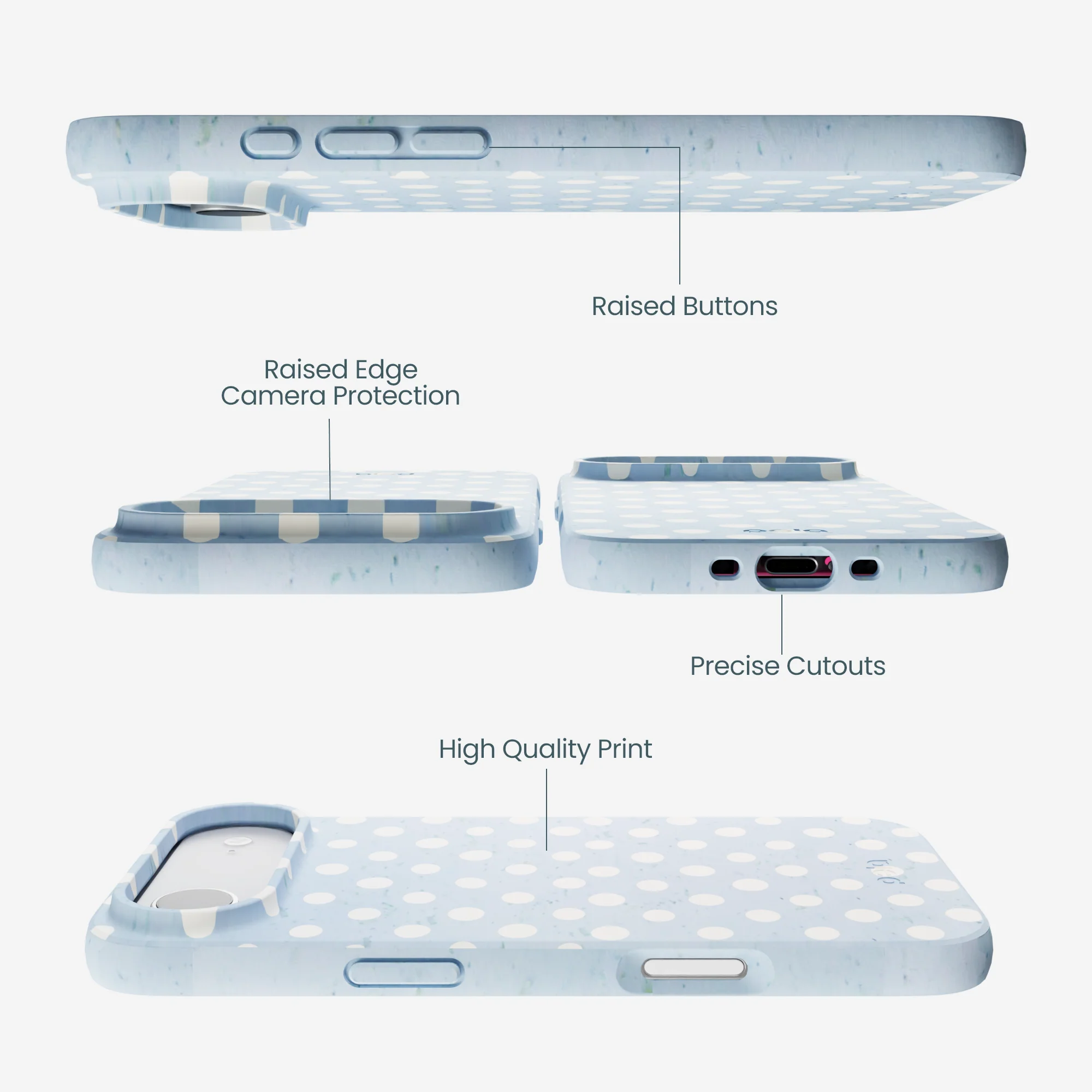 Powder Blue Indigo Dots iPhone Air Case - Image 3