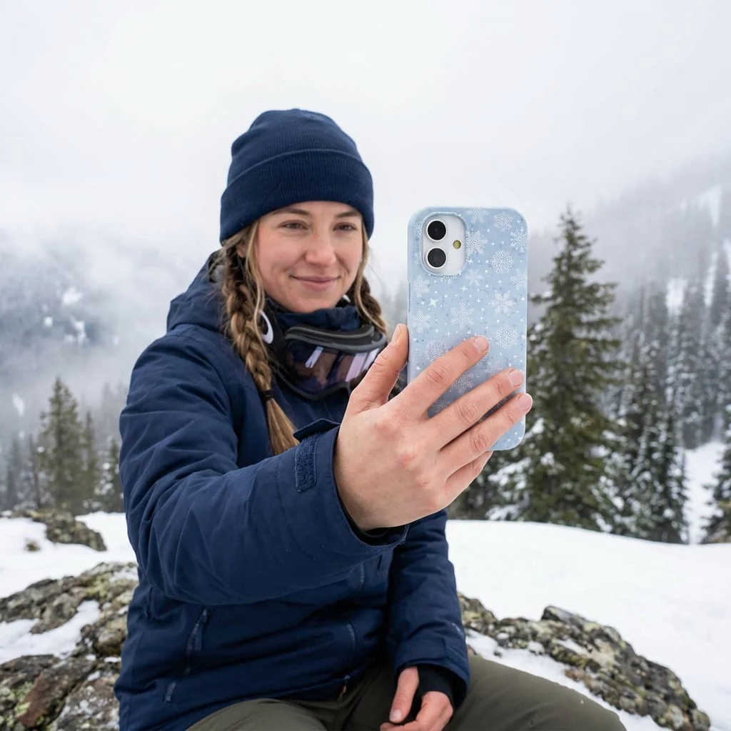 Powder Blue Let it Snow iPhone 16 Case - Image 2