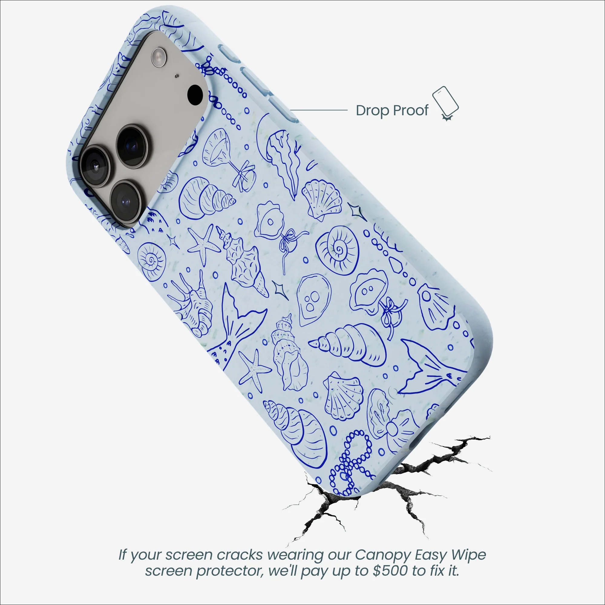 Powder Blue Ocean Charms iPhone 17 Pro Max Case - Image 5