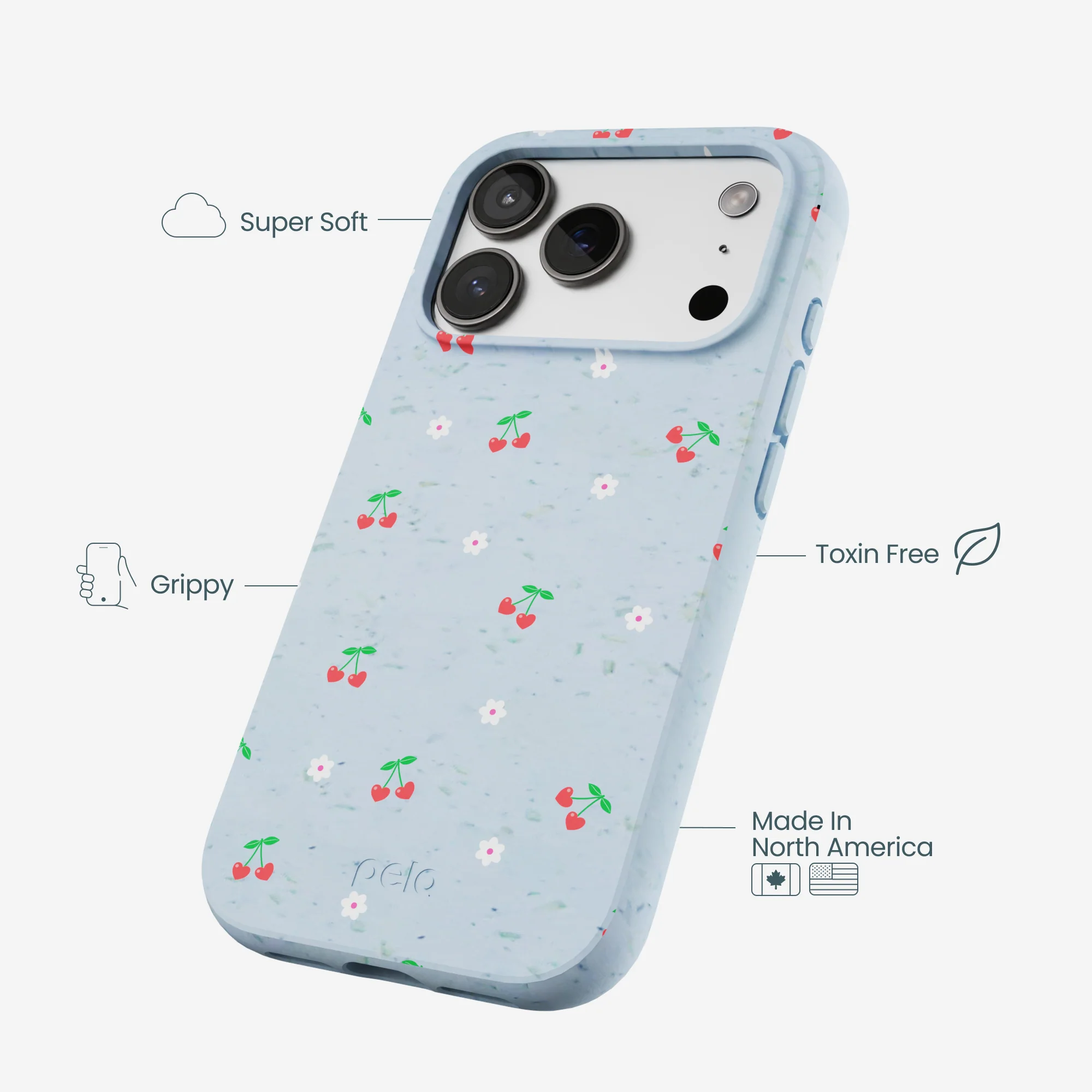 Powder Blue Sweet Cherries iPhone 17 Pro Case - Image 4