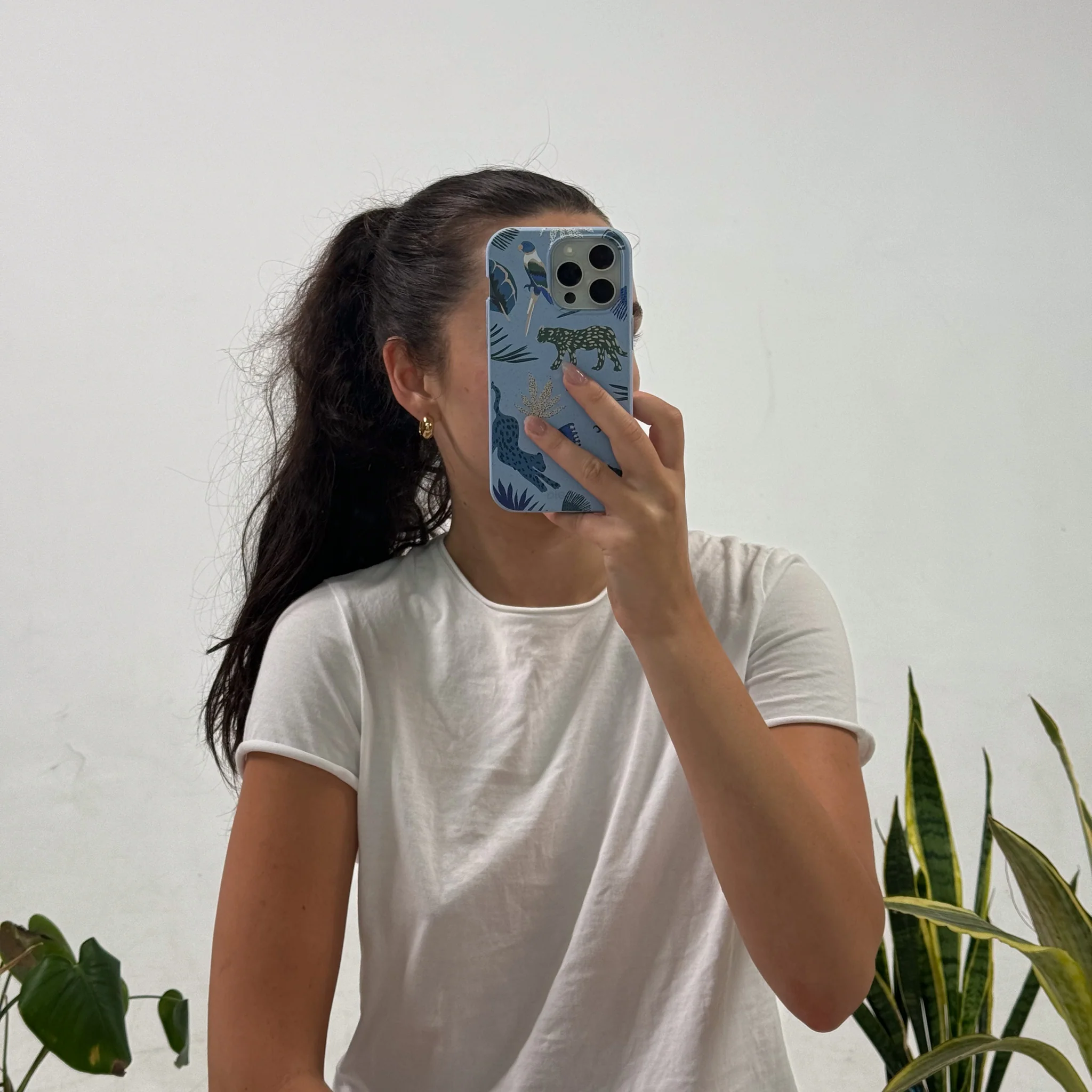 Powder Blue Tropical Rainforest iPhone 16 Plus Case - Image 5