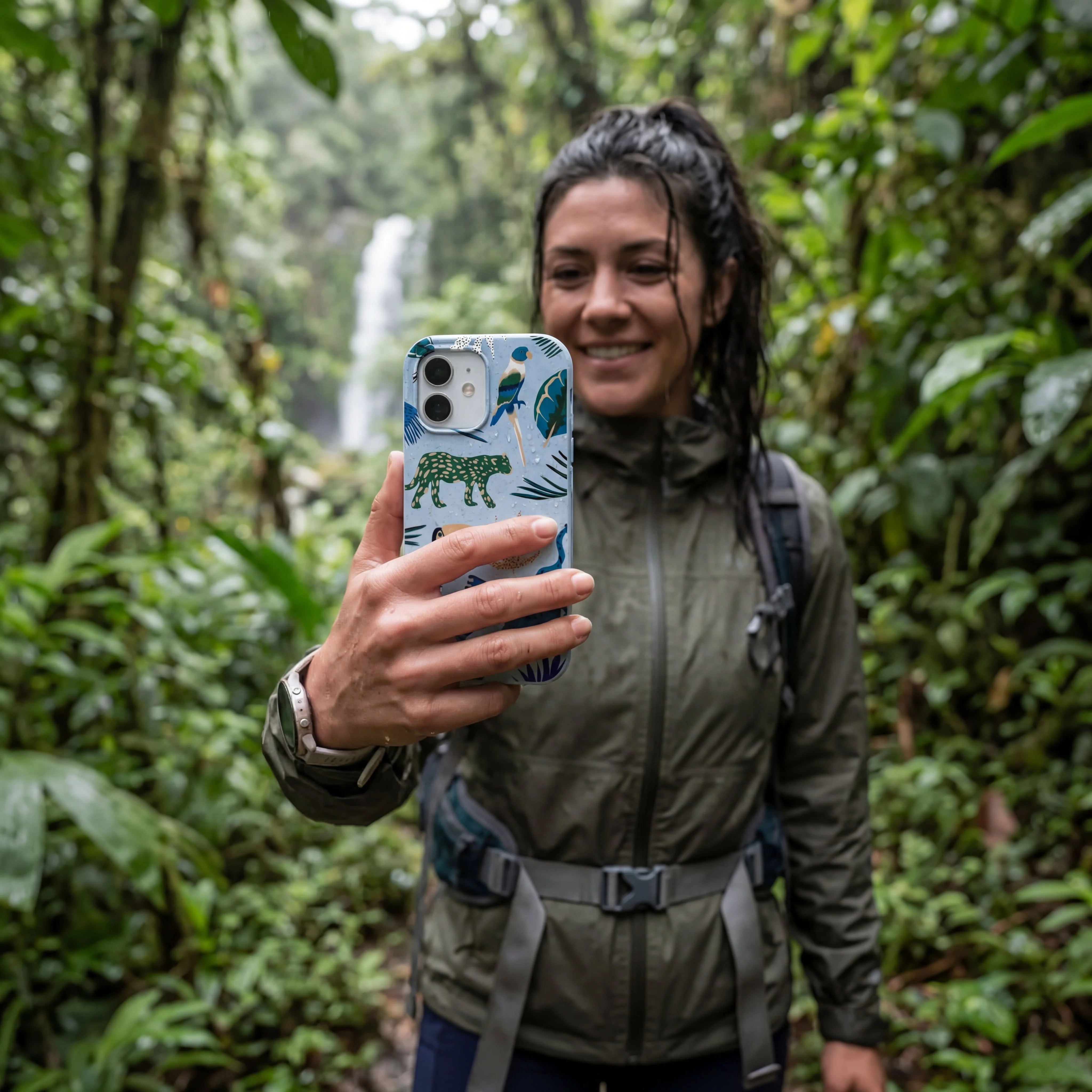 Powder Blue Tropical Rainforest iPhone 17 Case - Image 2