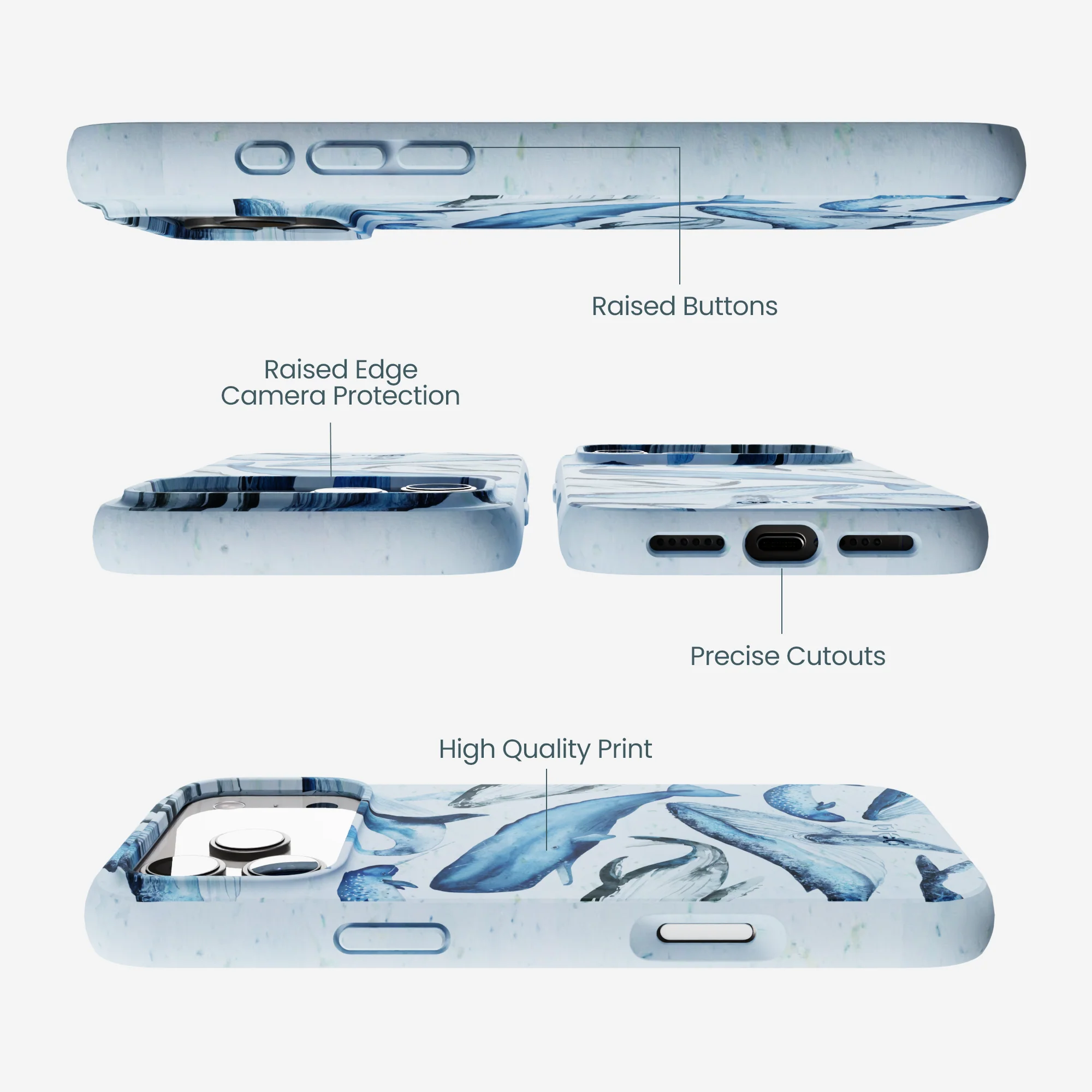 Powder Blue Whales iPhone 17 Pro Max Case - Image 2