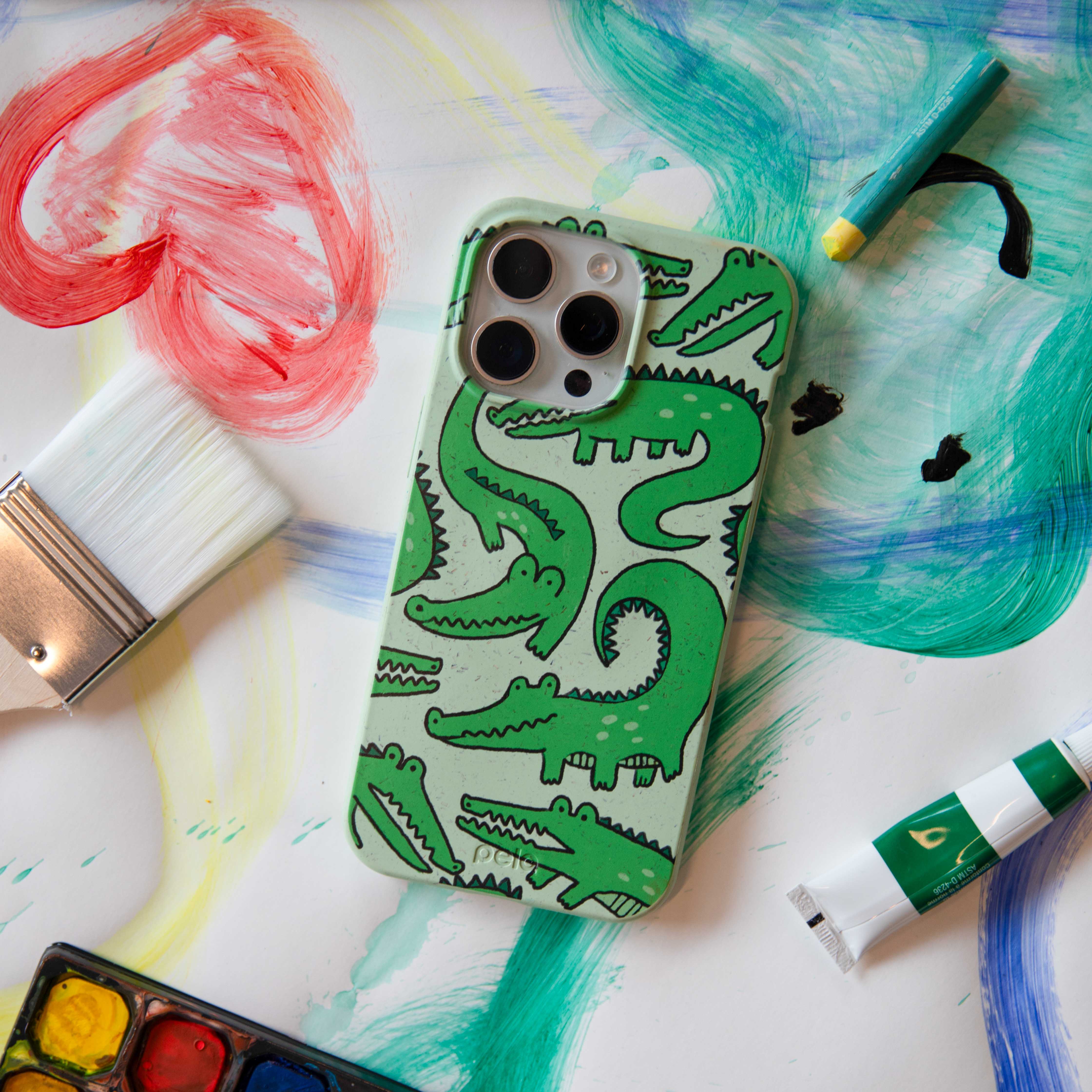 Sage Green Croc a Doodle Google Pixel 9/9 Pro Case - Image 2