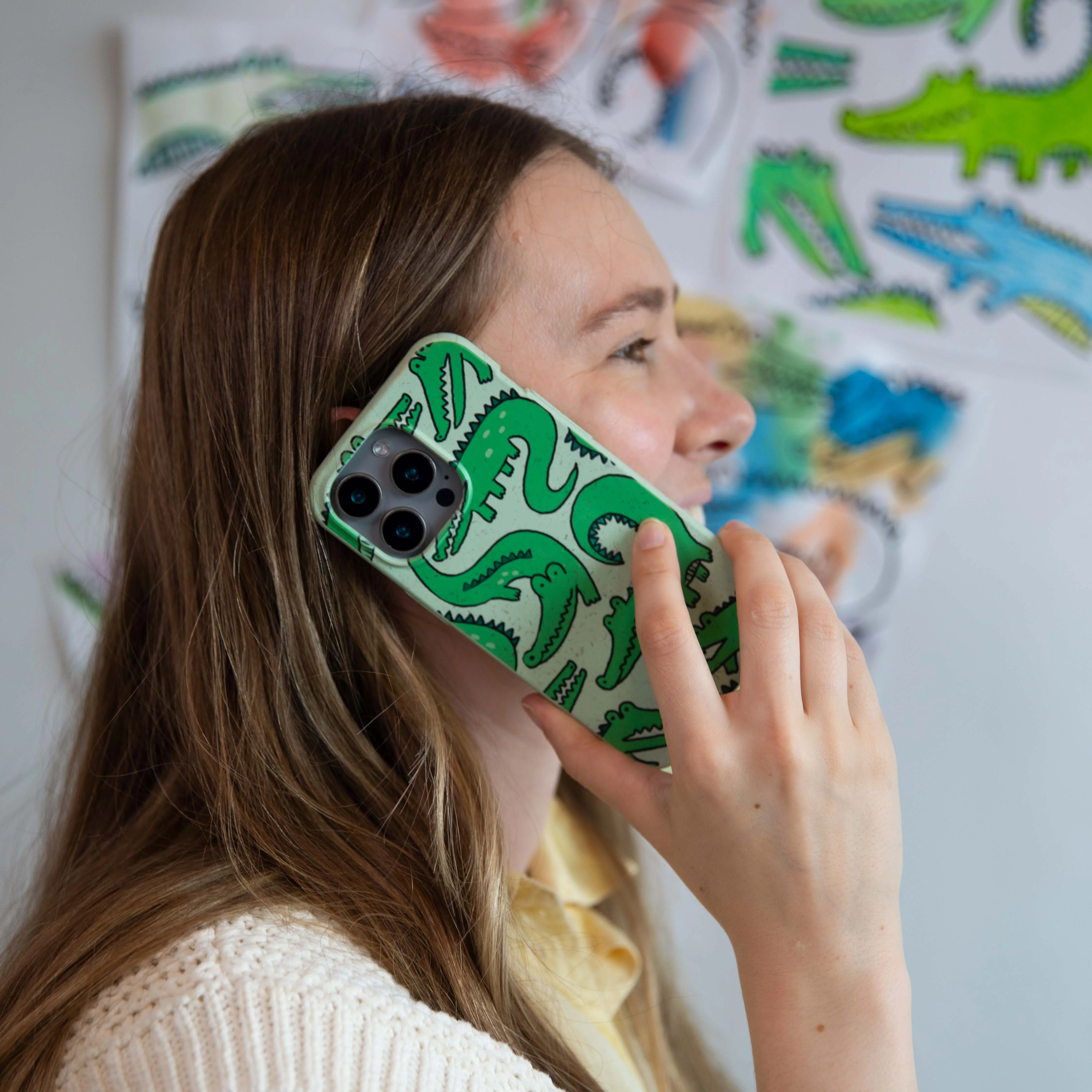 Sage Green Croc a Doodle Google Pixel 9a Case - Image 6