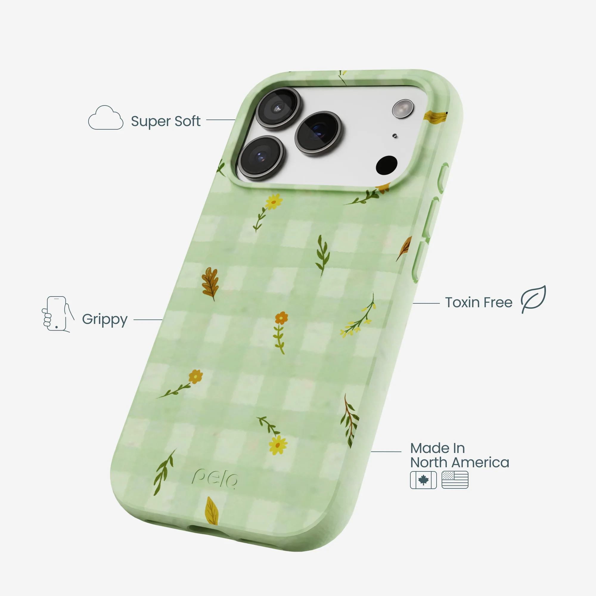 Sage Green Fall Gingham iPhone 17 Pro Case - Image 4