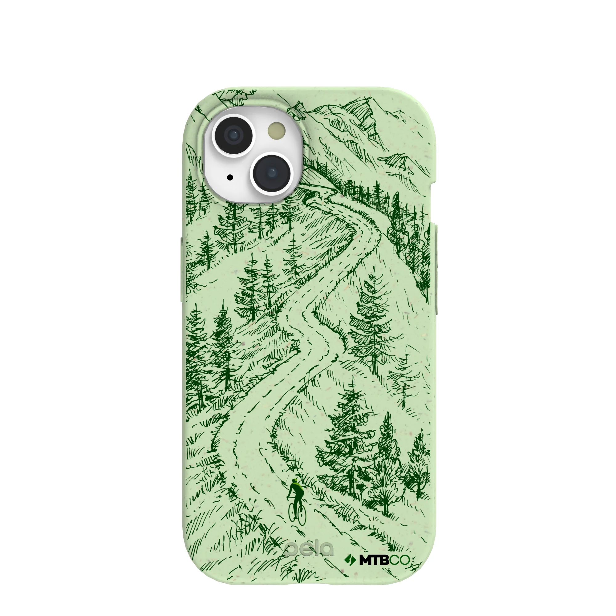 Sage Green Into the Mountains MTBCO iPhone 15 Case
