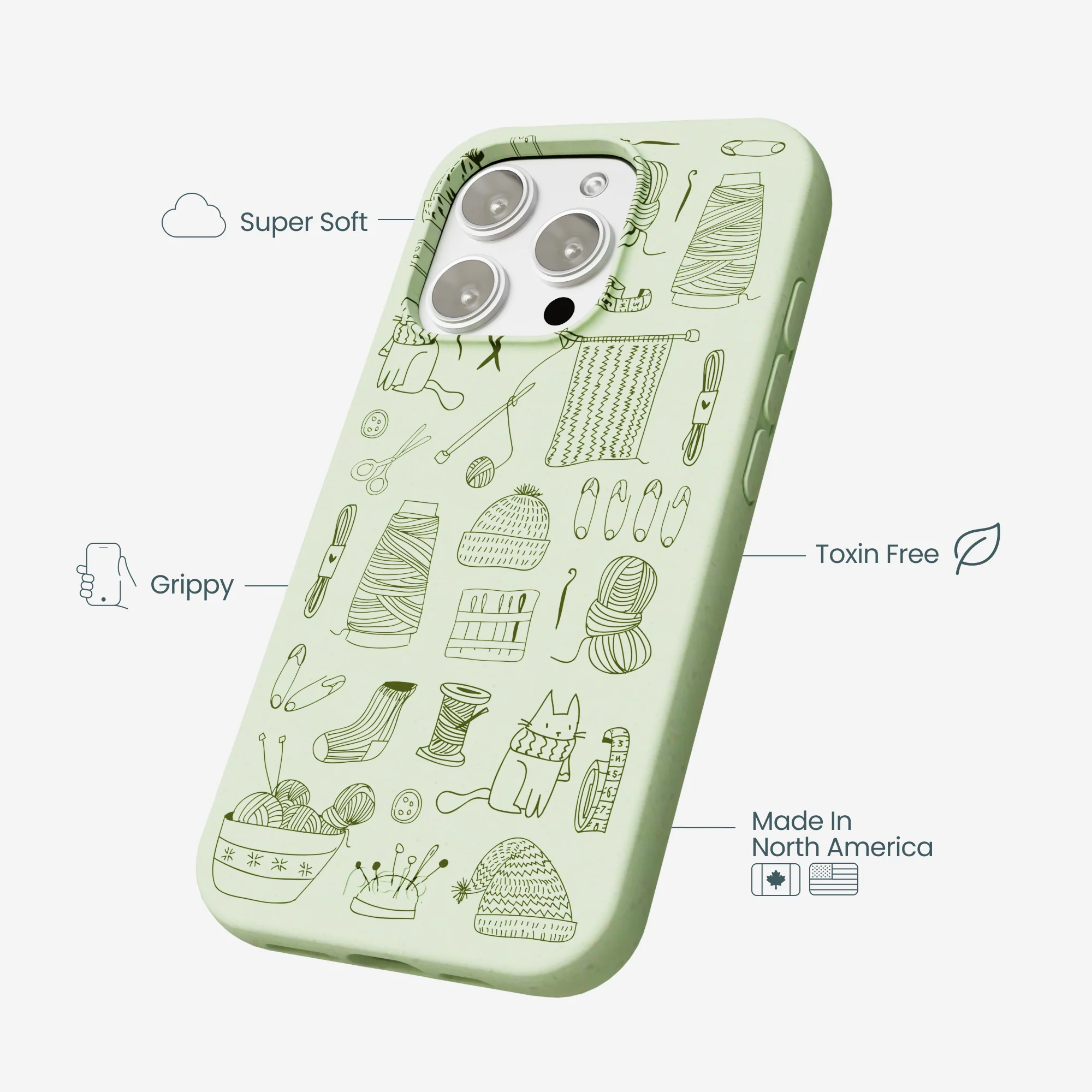 Sage Green Knit Nook iPhone 16 Pro Max Case - Image 4