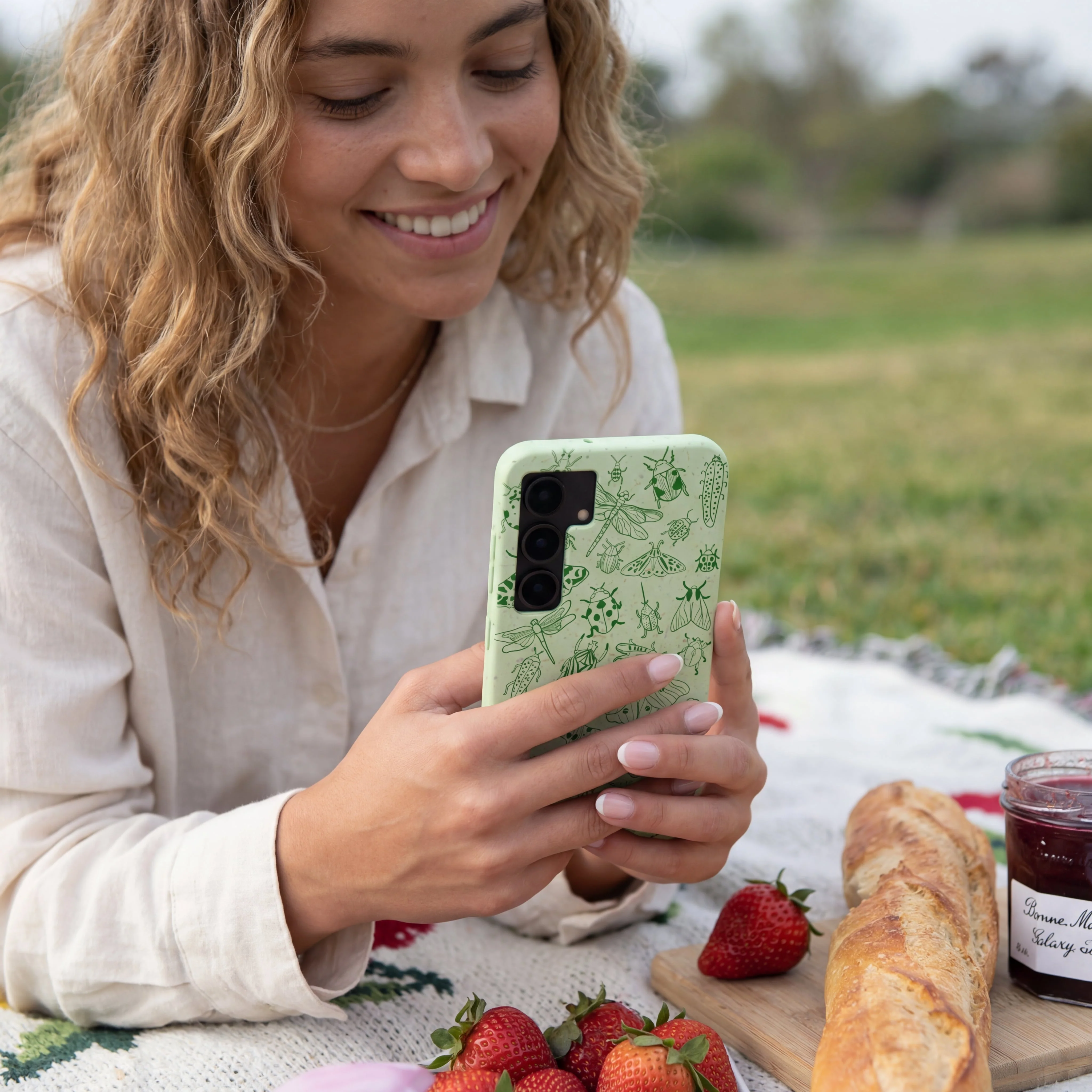 Sage Green Linear Entomology Samsung Galaxy S25+(Plus) Case - Image 2