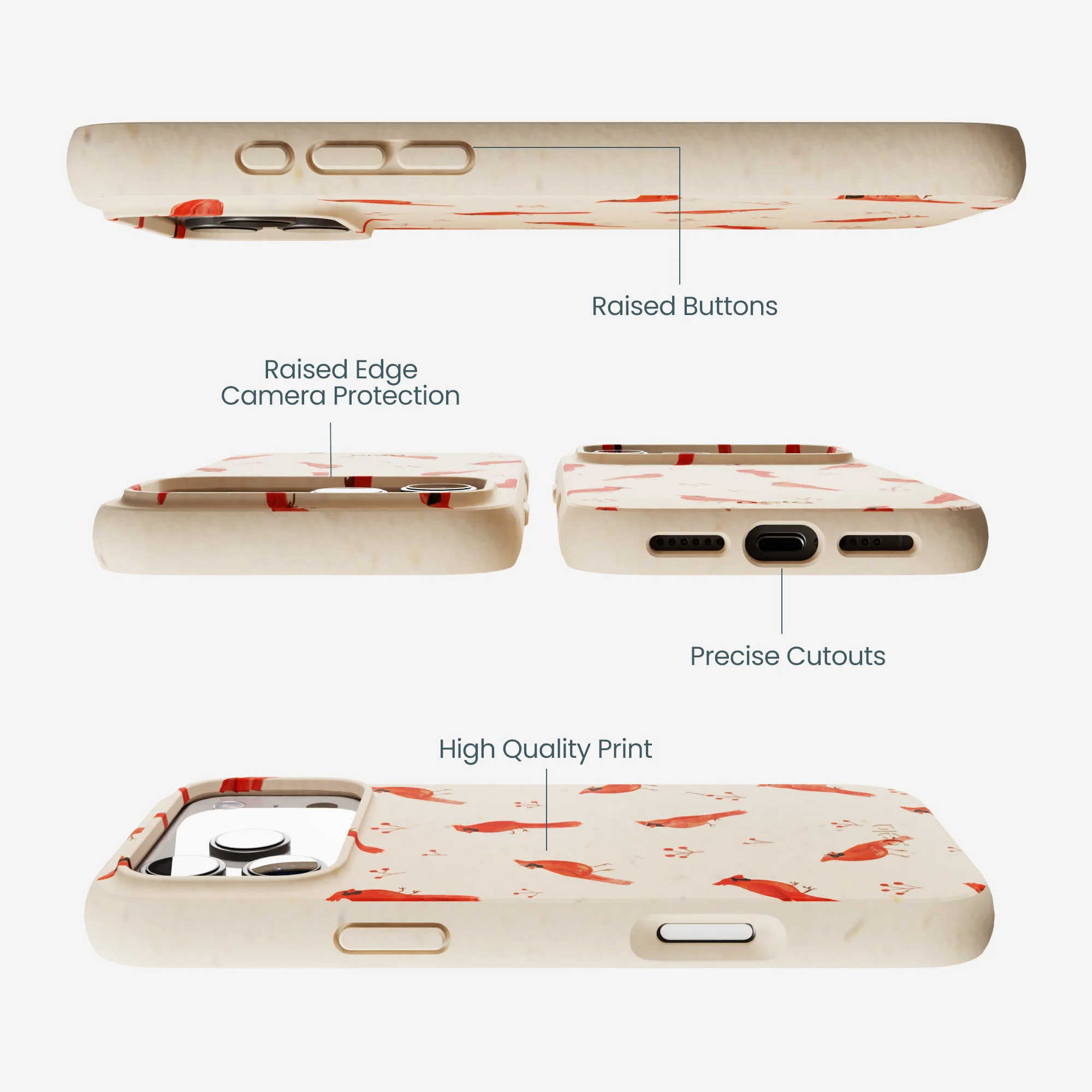 Seashell Cardinals iPhone 17 Pro Max Case - Image 2