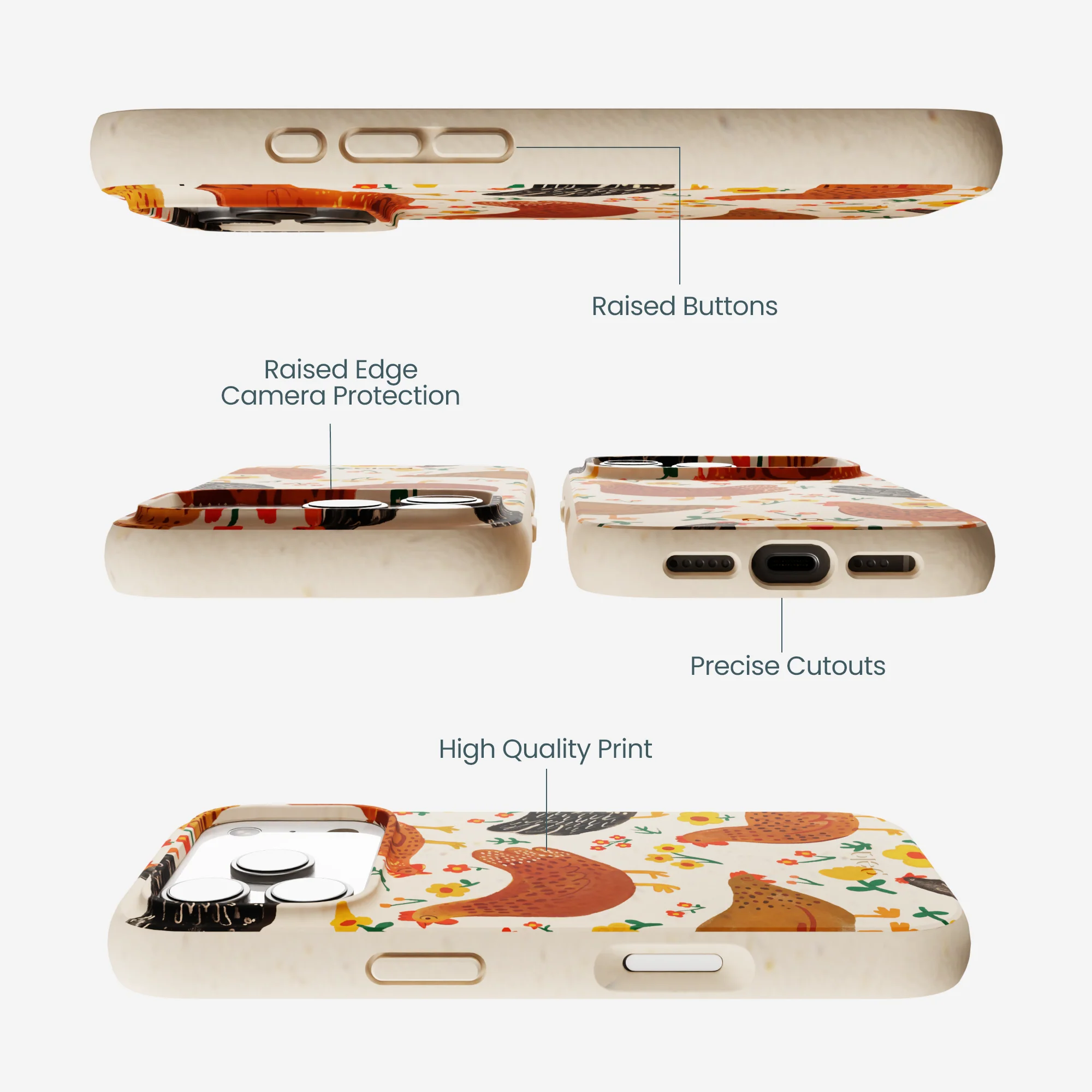Seashell Chicken Garden iPhone 17 Pro Case - Image 2
