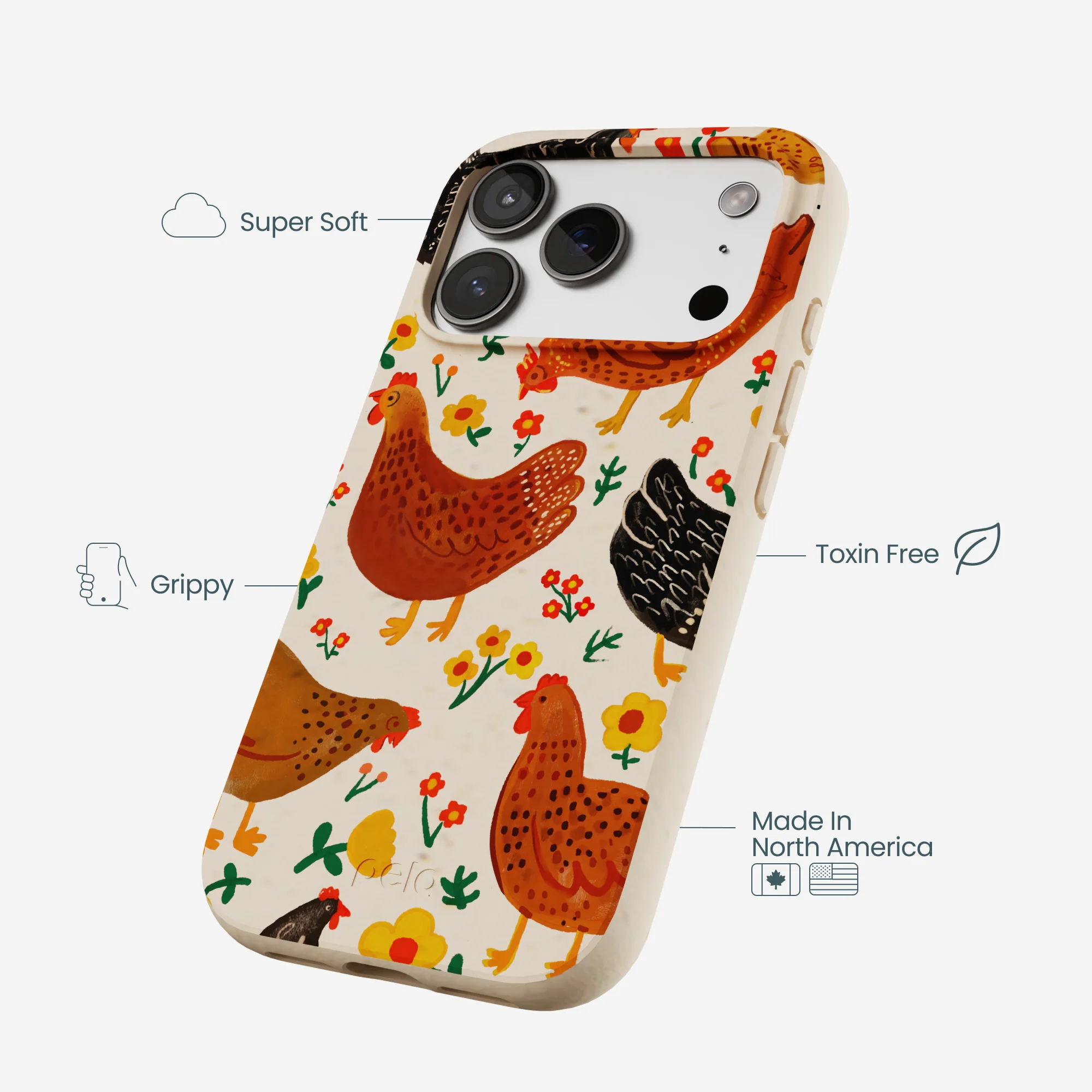 Seashell Chicken Garden iPhone 17 Pro Case - Image 3