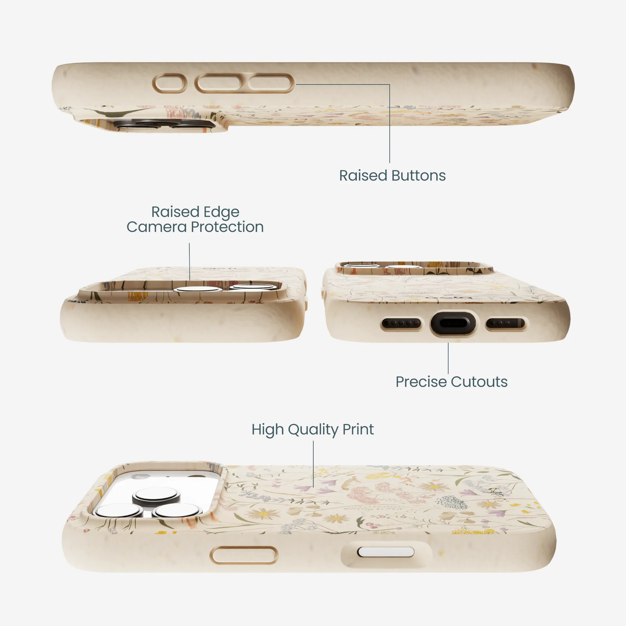 Seashell Dusty Petals iPhone 17 Pro Case - Image 3