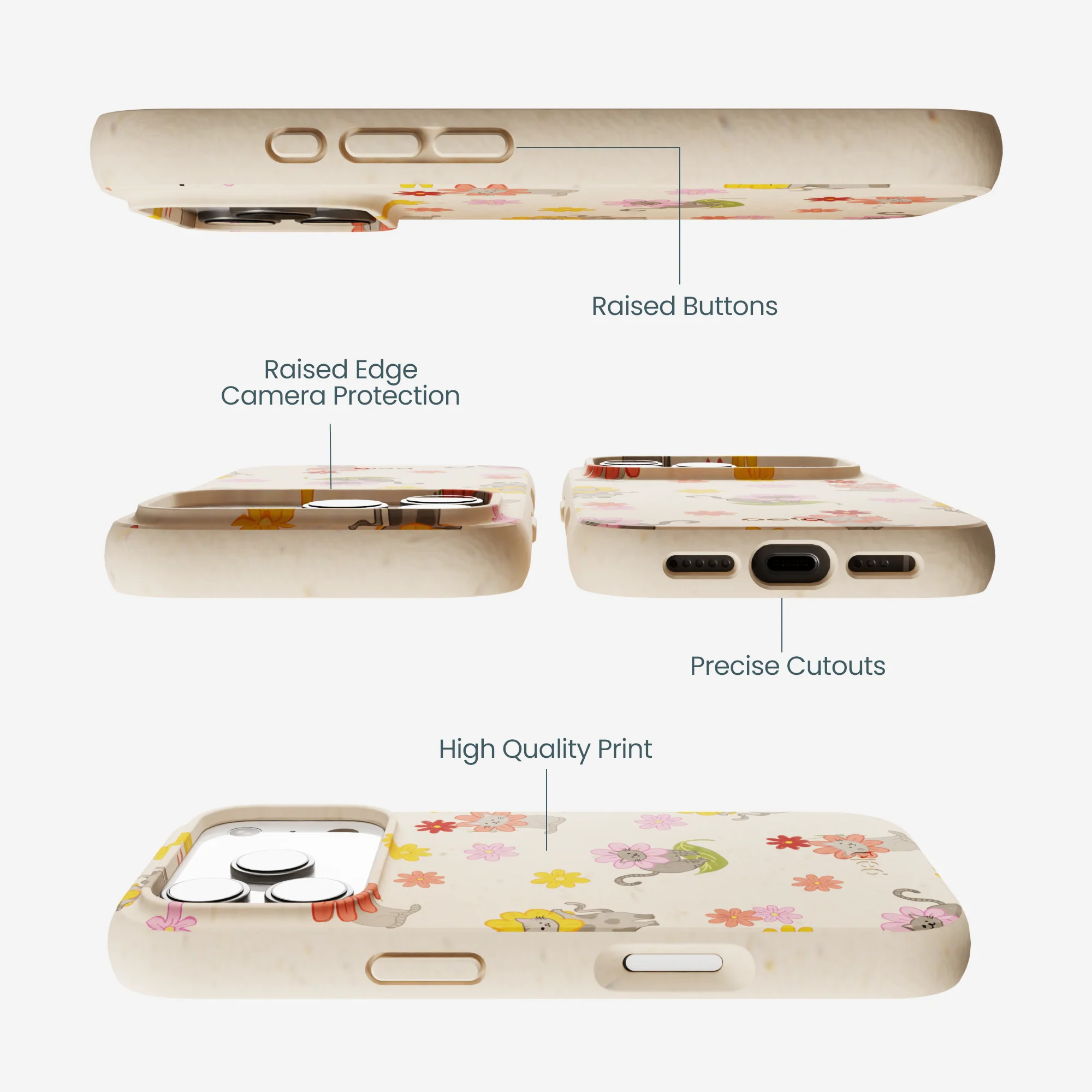 Seashell Flower Cats iPhone 17 Pro Case - Image 2