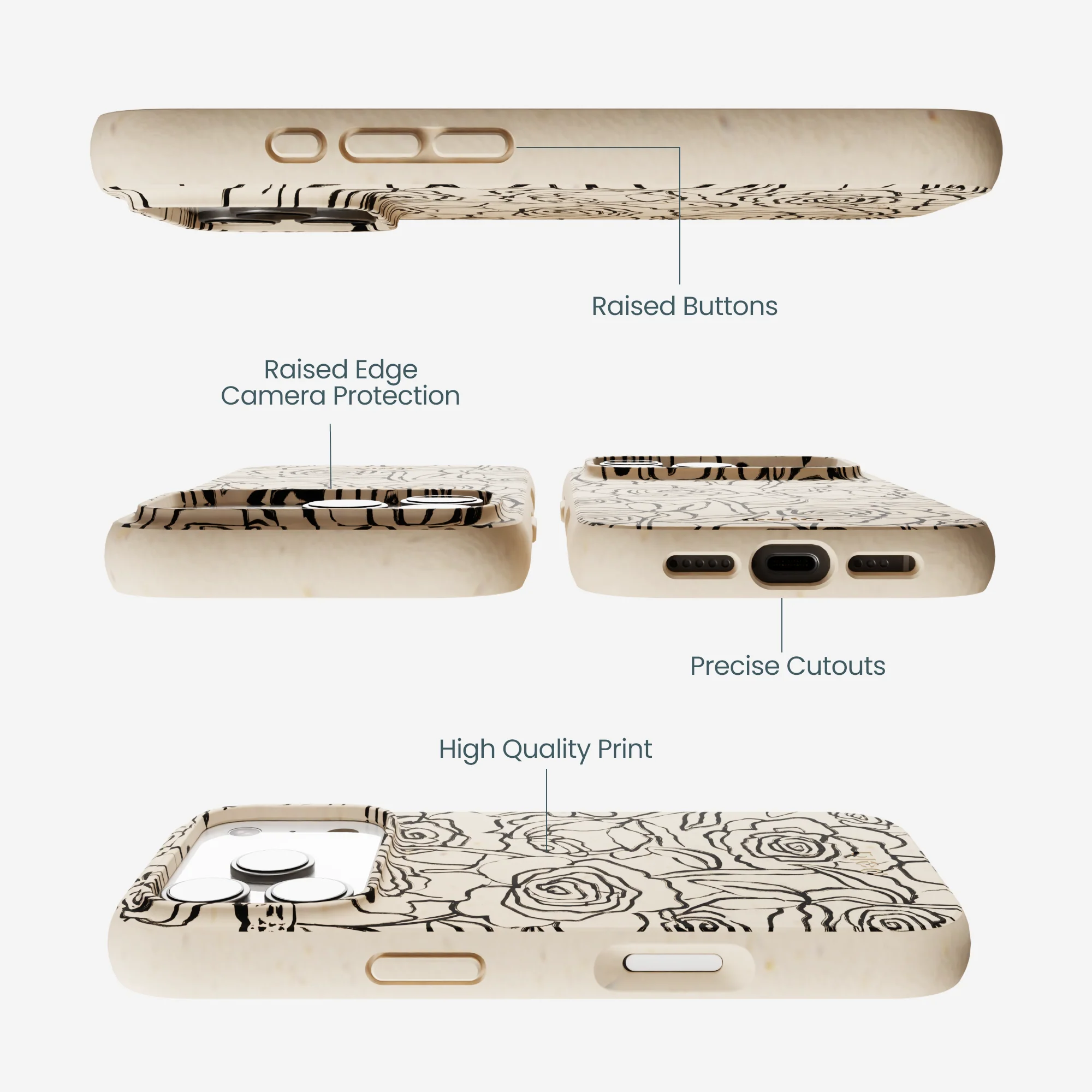Seashell Inked Blooms iPhone 17 Pro Case - Image 3