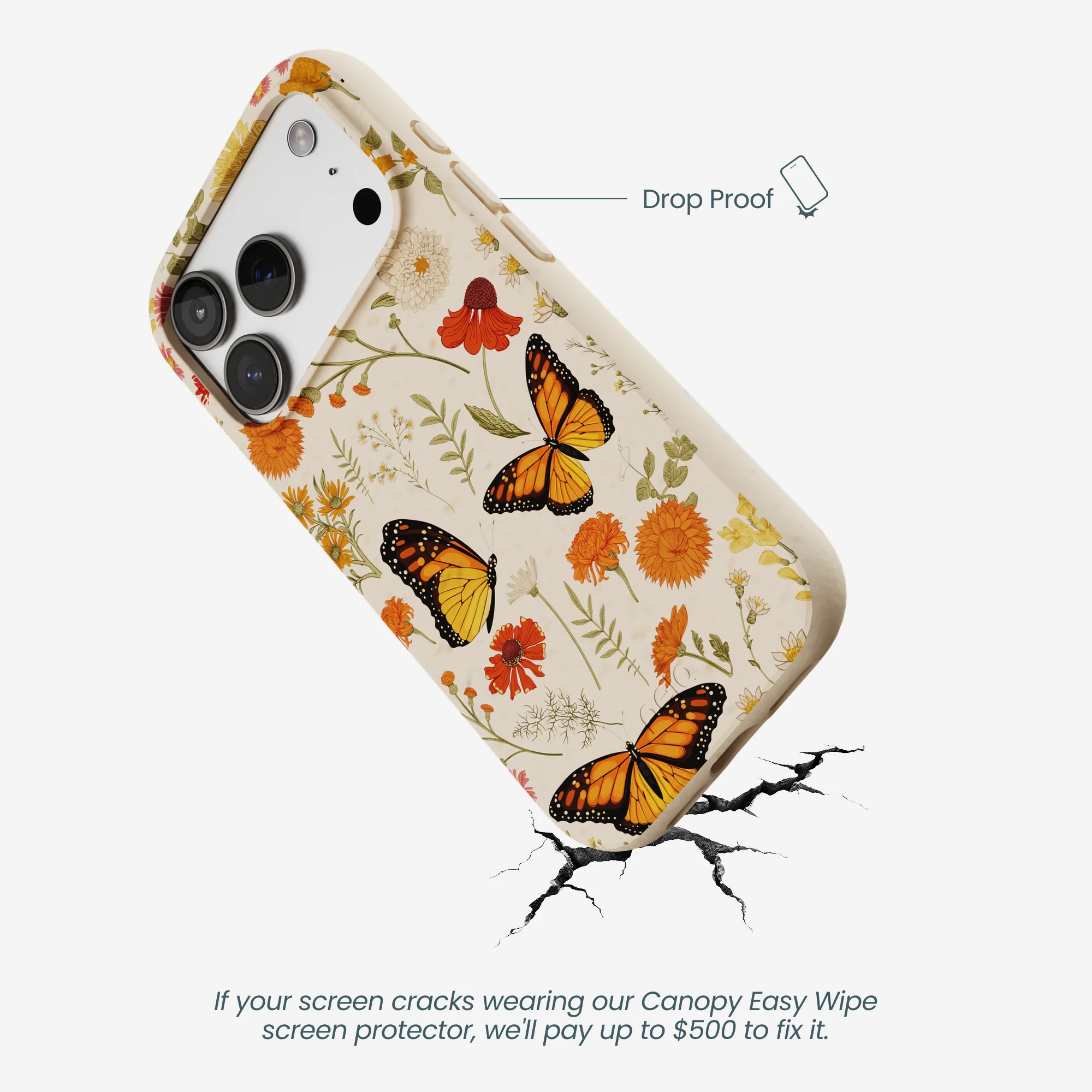 Seashell Monarch Butterfly iPhone 17 Pro Case - Image 4