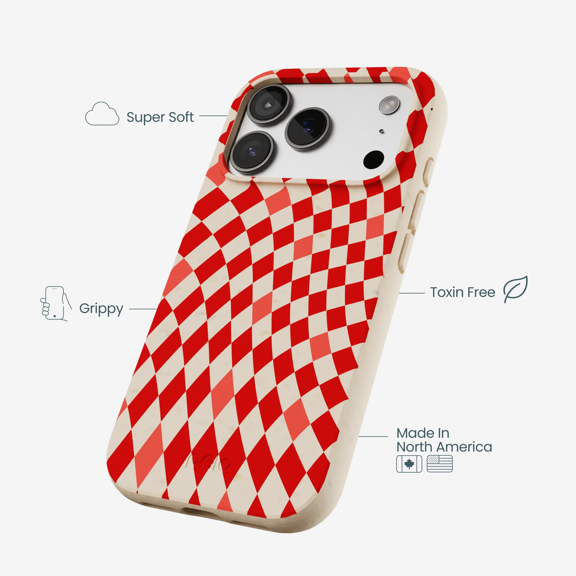 Seashell Red Checks iPhone 17 Pro Case - Image 4